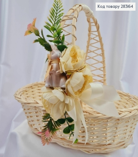 Повязка для корзины ЗАЙЧИК пудрово-бежевые цвета, размер 20*12см, ручная работа, Украина 283164 фото 1