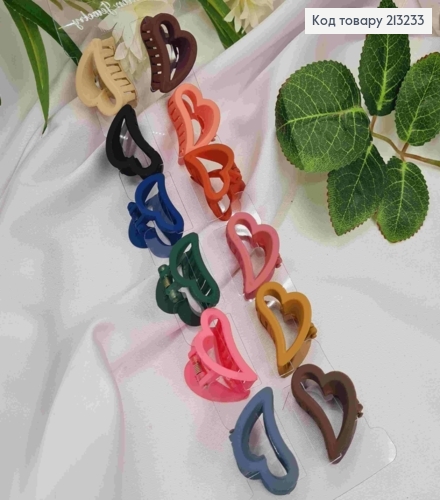 Краб пластик, матовый, Сердце, 3см, цвета в ассортименте. 213233 фото 1