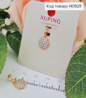 Кулон, плоский шестигранник в камешках, 1см Xuping 18К. 140829 фото