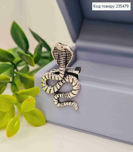 Брошь "КОБРА" СЕРЕБРЯНОГО цвета, размер 3,1*2,1см 235479 фото 1