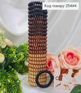 Резинка пружинка напівпрозора, 5,5см, глянцева, в коричневих тонах в асорт. 254144 фото