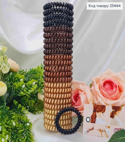 Резинка пружинка напівпрозора, 5,5см, глянцева, в коричневих тонах в асорт. 254144 фото 1