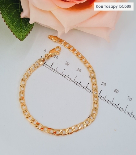 Браслет 4мм ширина,длина 19см,плетение панцирное,Xuping 18K 150589 фото 1