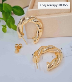 Серьги гвоздики "Объемные" Винтовые, длина 2,8см, Xuping 18K 118965 фото