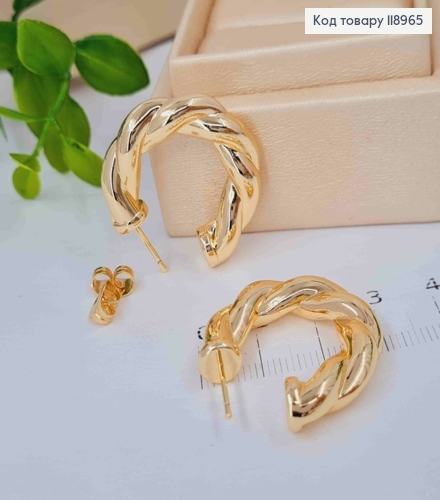 Серьги гвоздики "Объемные" Винтовые, длина 2,8см, Xuping 18K 118965 фото 1