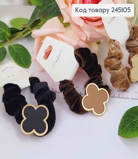 Резинка жатка, велюрова, з пластиною Чотирилисником, кольори в асорт. 245105 фото