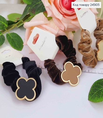 Резинка жатка, велюрова, з пластиною Чотирилисником, кольори в асорт. 245105 фото 1