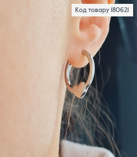 Серьги кольца  родированые , Сердечко 0,5см Хuping 180621 фото