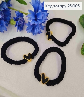 Резинка-жатка  атласна  5см, з Серцем "Smile", Чорного кольору 251065 фото