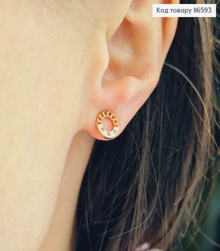 Серьги гвоздики, с кольцом с цепочкой токаминцами 0,8см, Xuping 18К 116593 фото 2