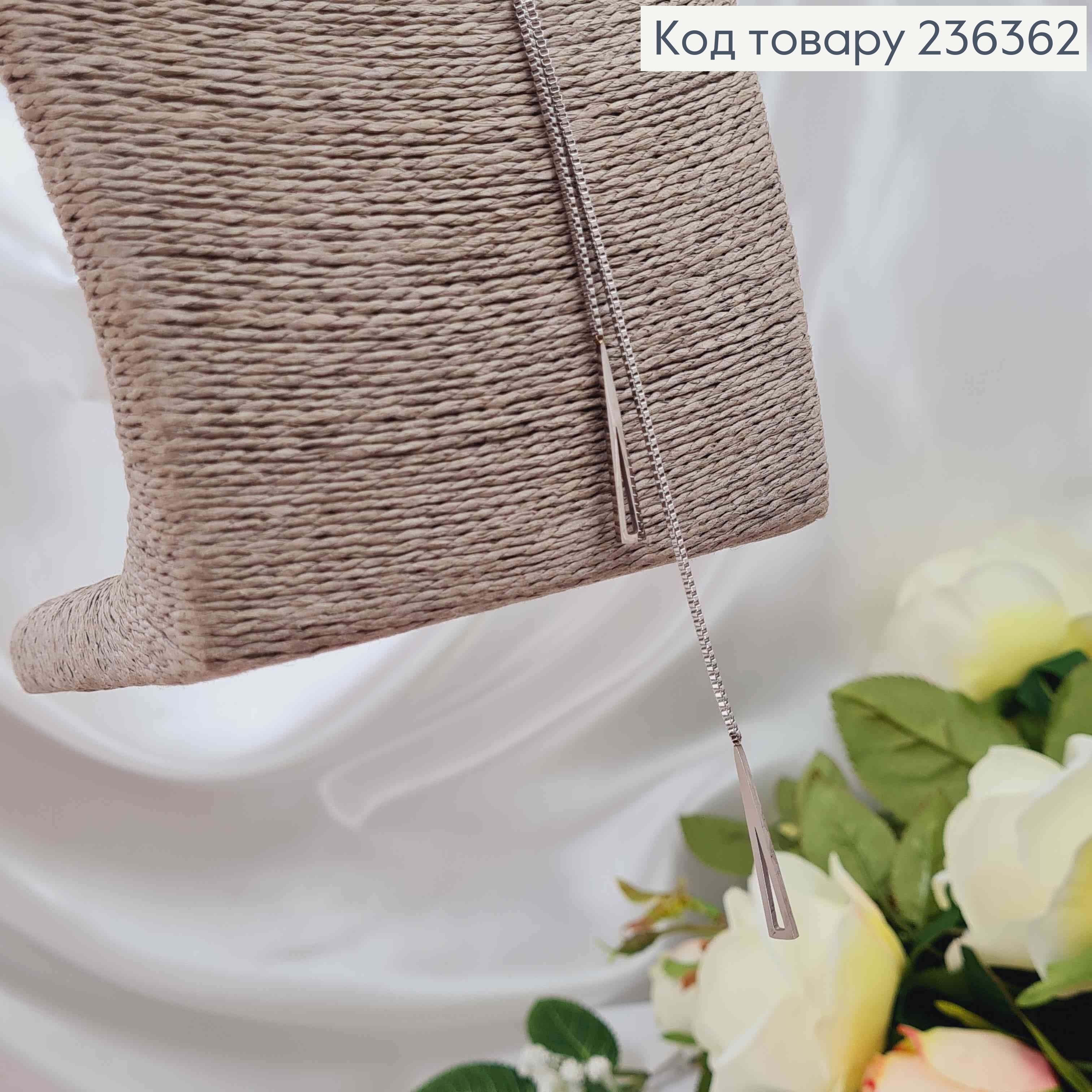 Подвеска на шею, квадратный снейк, с двумя треугольниками, с шайбочкой, дл. 45+5см 236362 фото 3