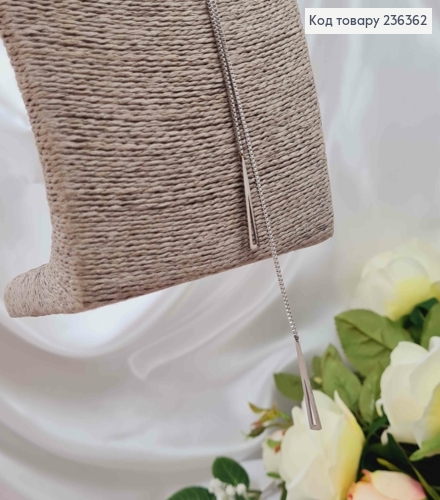 Подвеска на шею, квадратный снейк, с двумя треугольниками, с шайбочкой, дл. 45+5см 236362 фото 3