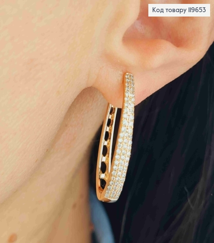 Серьги Овальные украшены Блестящими камешками, длина 2,9см, английская застежка, Xuping 18К 119653 фото 1