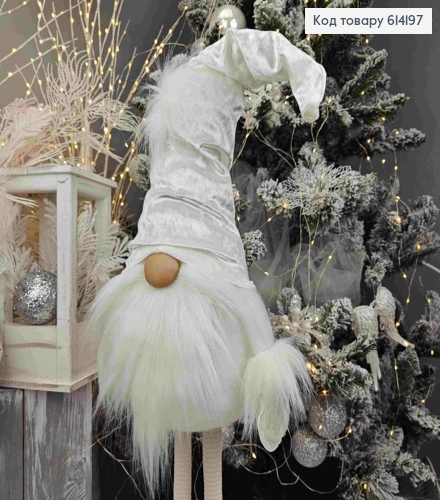 Гном "Скандинавский" в яркой БЕЛОЙ шапке, 82см, ручная работа, Украина. 614197 фото 2