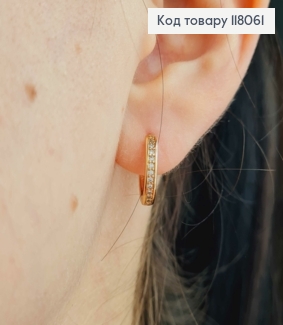 Серьги кольца украшены камешками в два ряда, диаметр 1,3см, Xuping 18К. 118061 фото