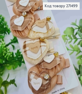 Набір заколок стріла (20шт) "СЕРЦЕ" з камінчиком, Пастельні кольори, заколка 3,5см, серце 3,5см 271499 фото