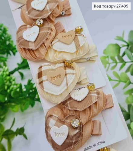 Набор заколок стрела (20шт) "СЕРДЦЕ" с камешком, Пастельные цвета, заколка 3,5см, сердце 3,5см 271499 фото 1