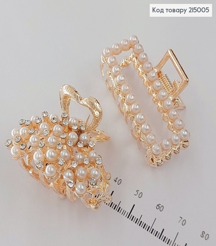 Краб металл золото с жемчугом 3,5 см 215005 фото 2