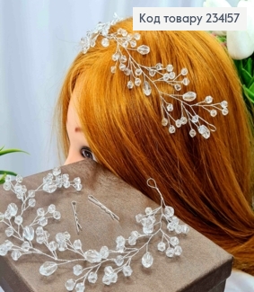 Веточка в волосах, Серебряного цвета, со Стеклярусом, 29см 234157 фото