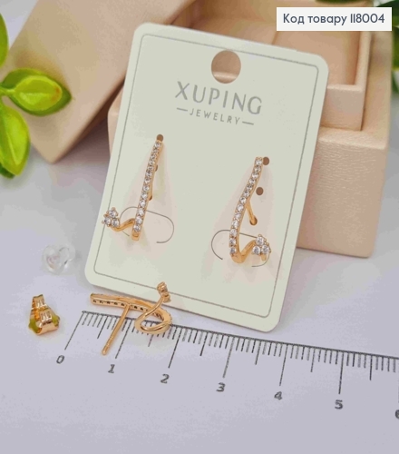 Серьги гвоздики, украшенные Блестящими камешками, 1,8см, Xuping 18K 118004 фото 2