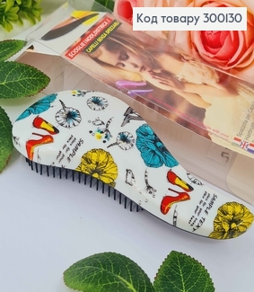 Щетка для волос, Spazzola (тангл тизер), Черная с цветами, маленькая(15*6), качественный Китай 300130 фото