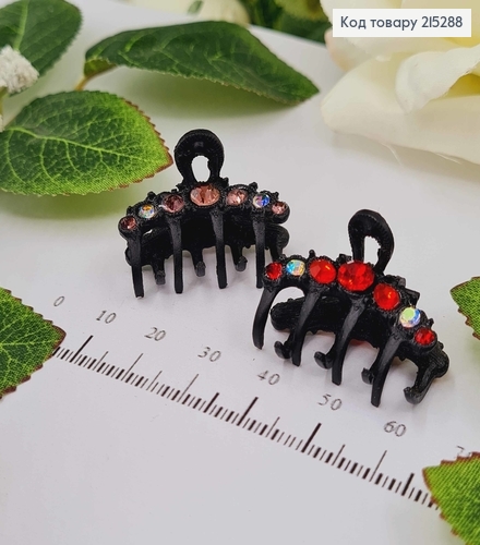 Краб металл черный, 3см, с камешками красный/розовый в ассорт. 215288 фото 1