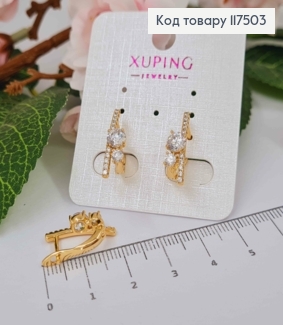 Серьги, "Сказка" с Блестящими камешками, 1,9см, англ. застежка, Xuping 18К 117503 фото