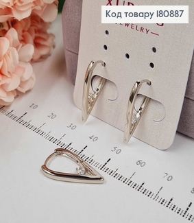 Сережки родовані "Струна" з камінцем, 2см, Xuping 180887 фото