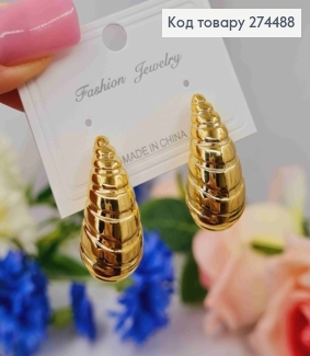 Серьги гвозди стильные "КАПЛИНКИ", золотого цвета, 2,8см 295120 фото