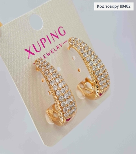 Серьги Овальные украшены Блестящими камешками, 2,9см, XUPING 18K 118482 фото 3