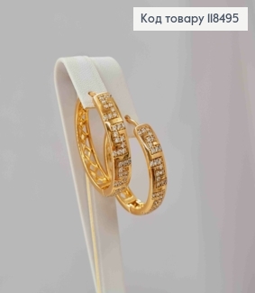 Серьги кольца украшены Блестящими камешками, ширина 5мм, диаметр 2,7см, XUPING 18K 118495 фото