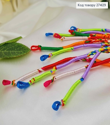 Расточка-фенечка из нитей мулине для волос, цветные с петельками, дл.28см 274129 фото 3