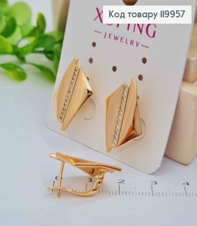 Серьги "Фигурные" украшены Блестящими камешками, дл. 2,2см, английская застежка, Xuping 18K 119957 фото