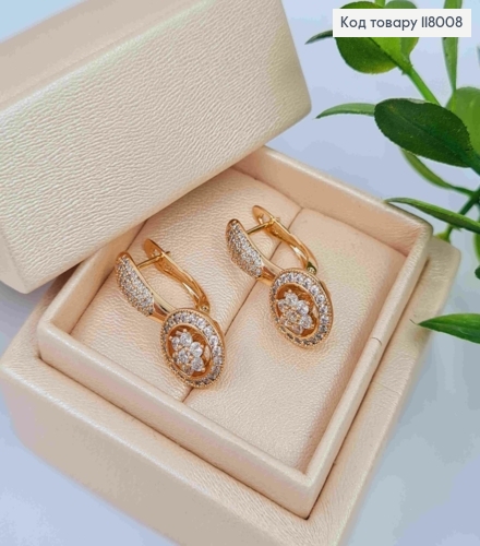 Серьги "Сияние" украшены блестящими камешками, 2,4см, английская застежка, Xuping 18K 118008 фото 2