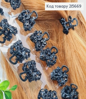 Краб металл "БАНТИК" украшен Черными камешками, 2,5см, Черного цвета 215669 фото