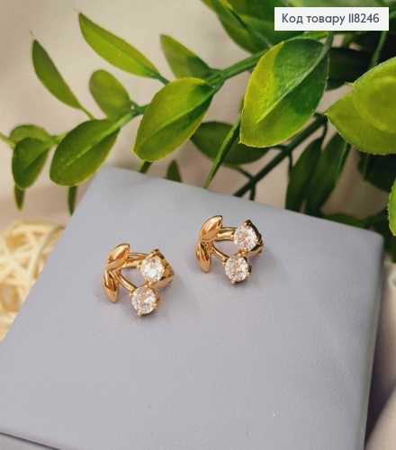 Серьги кольца "ВИШЕНЬКИ" (1,1см) с Блестящими камешками, диаметр 1,1см, Xuping 18К 118246 фото 1