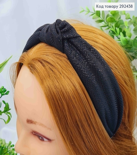 Обруч пластик, Чалма, в ткани с люрексом, Черного цвета, 3см, ручная работа, Украина. 292438 фото 1