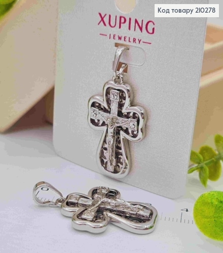 Крестик родованный с распятием, размер 2,5*1,9см Xuping (серебряного цвета) 210278 фото 2