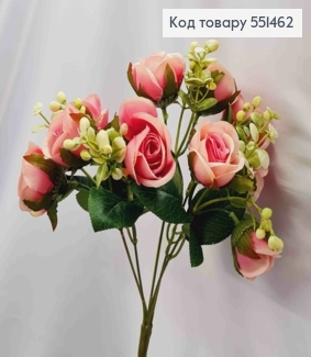 Искусственная композиция Розы, РОЗОВОГО цвета, 5 веточек, 10 цветочков на металл, высота 30см. 551462 фото