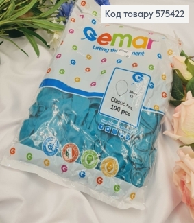 Воздушный шар латексный 12' Gemar бирюзовый матовый (30 см), 100 шт 575422 фото