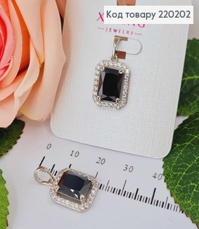 Підвіска родована, з чорним камінцем, Xuping 18K 220202 фото