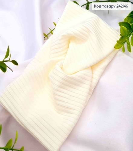 Пов'язка чалма, мустанг рубчик, МОЛОЧНА, 22*7,5см, ручна робота, Україна 242146 фото 1