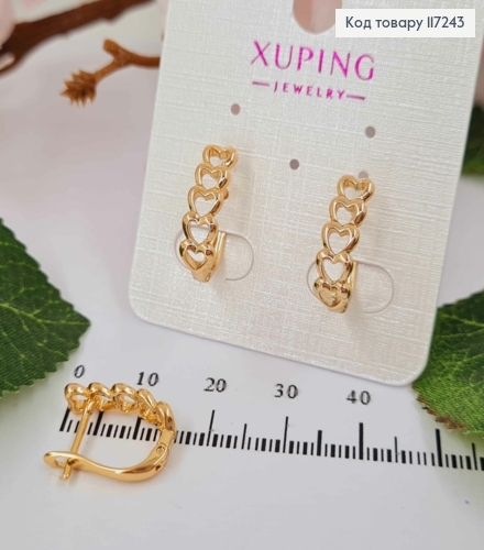 Сережки ціпочка з СЕРДЕЧОК, висота 1,8см, англійська застібка  XUPING 18K 117243 фото 1