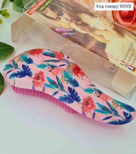 Щетка для волос, Spazzola (тангл тизер), Розовая с леопардом, маленькая(15*6), качественный Китай 300131 фото 1