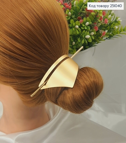 Полукруг металл с заколкой для шишки золотого цвета. 251040 фото 1