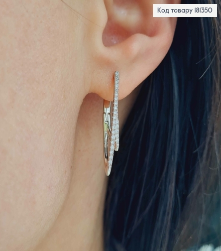 Сережки стріли, в камінцях, подвійні, 3см, англ. заст. Xuping 181350 фото 2