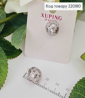 Кулон родований Шарм з камінцями, 1см, Xuping 220180 фото
