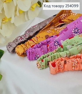 Повязка – чалма, на резинке, с цветами и сердечками, в ассорт. 254099 фото