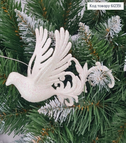 Новогодняя фигура Блеск Жарптица БЕЛАЯ,14*7см, Украина 612352-1 фото 1