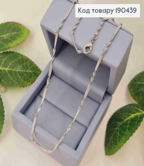 Цепочка родированая, плетение комбинированный Снейк, ширина 2мм, длина 47см, Xuping 190439 фото